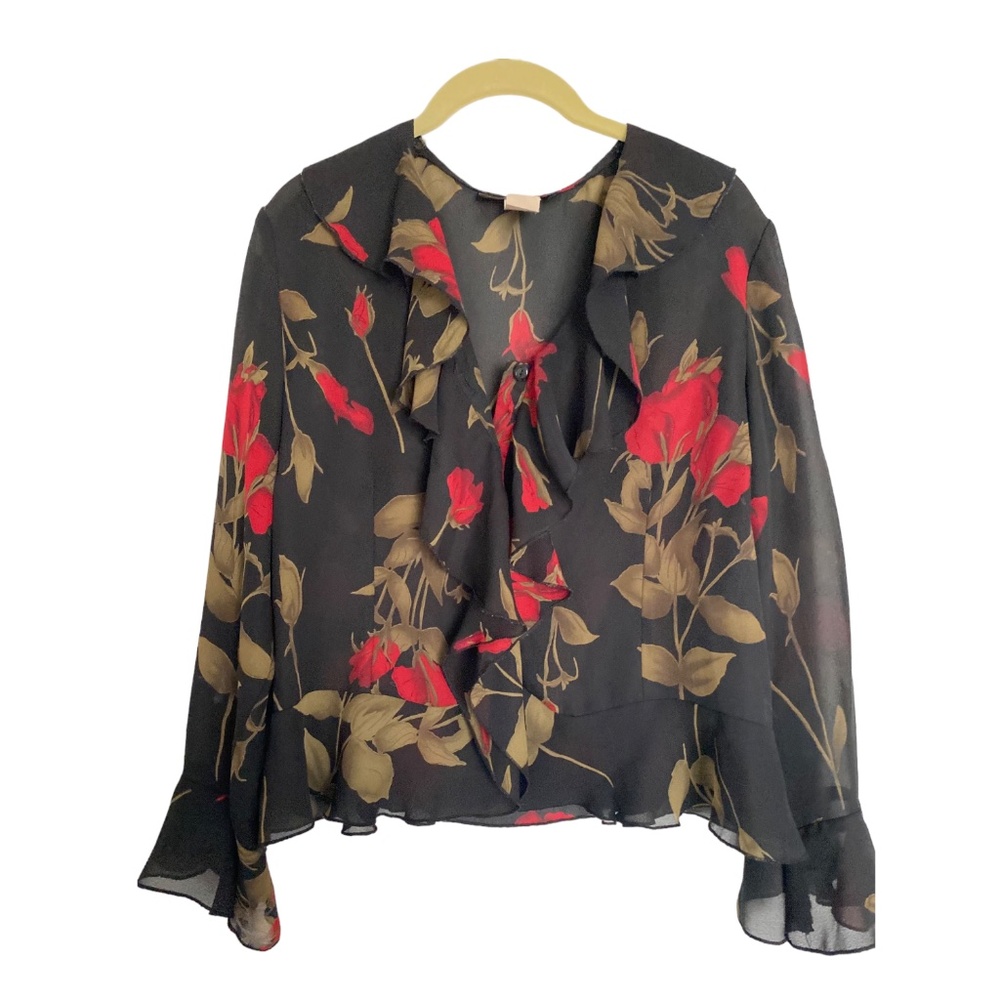 Y2K Roses Ruffle Blouse